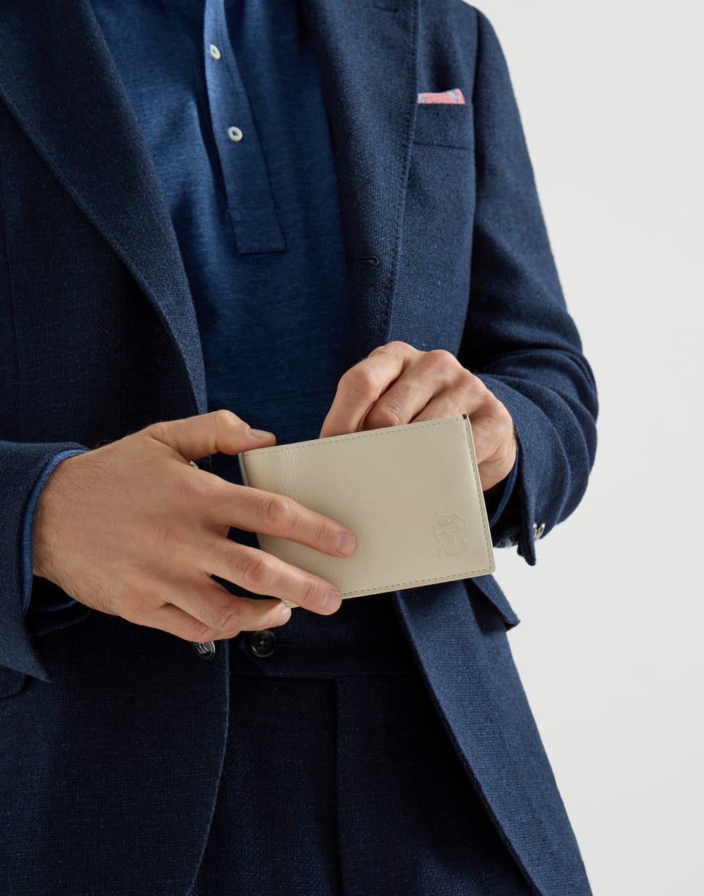 小牛皮钱包 粉笔色 男款 - Brunello Cucinelli