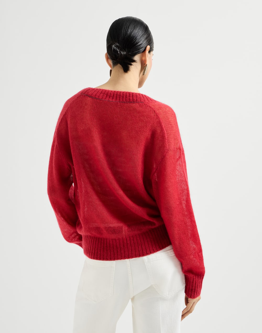 Pullover aus Schurwolle und Mohair Rot Damen - Brunello Cucinelli