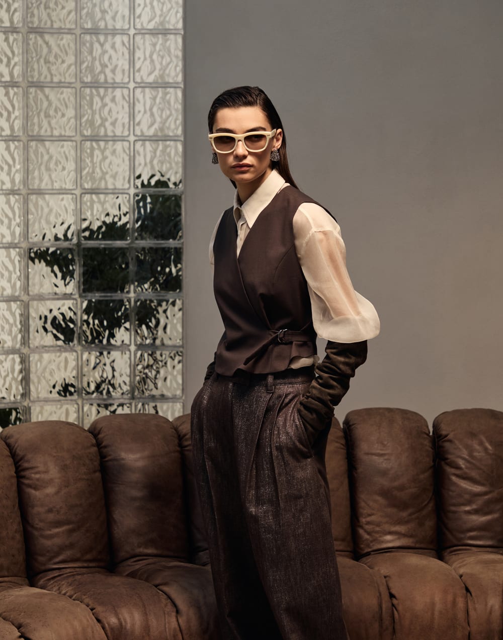 アセテート製レクタングル型アイウェア パナマ アイウェア - Brunello Cucinelli