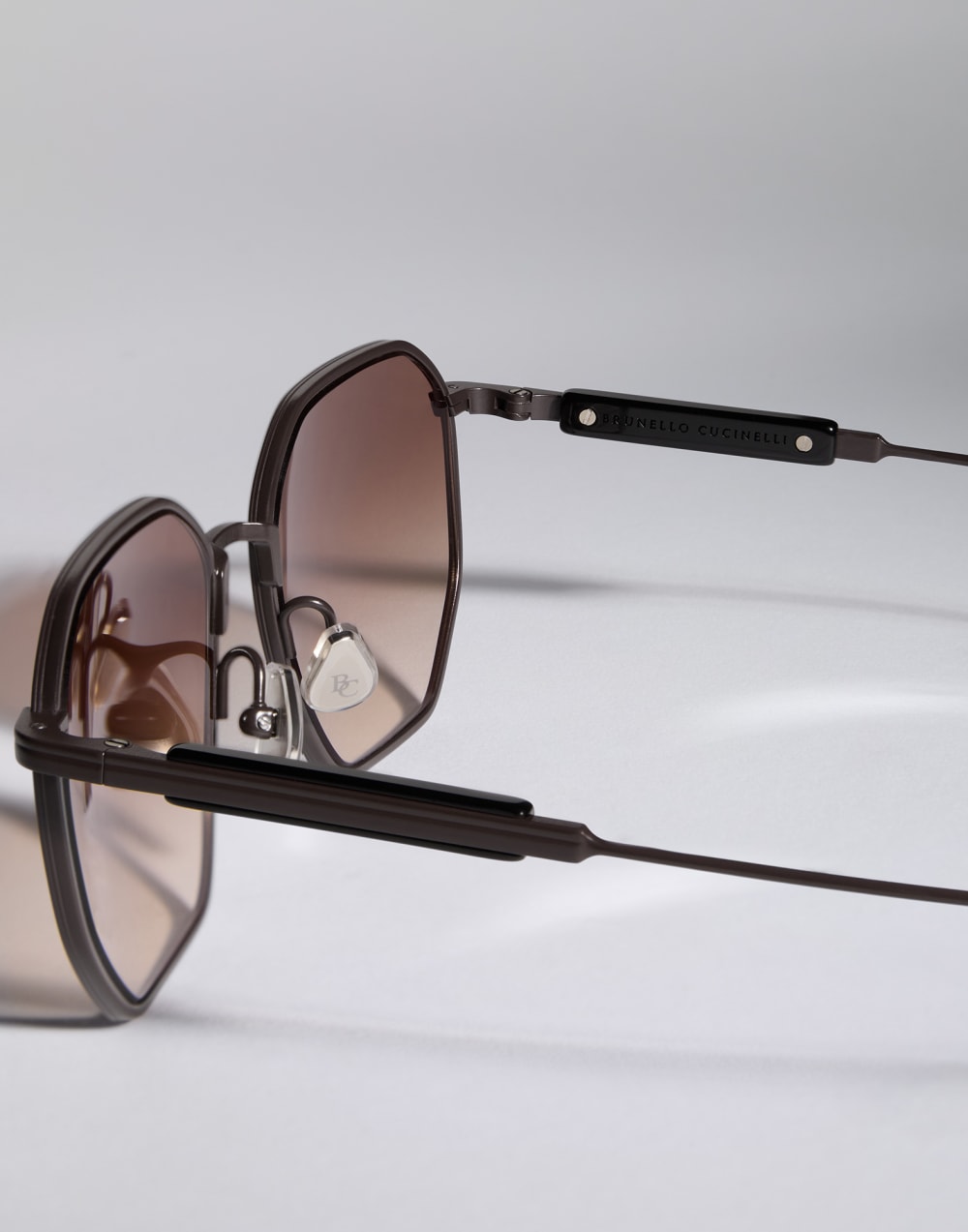 Geometric titanium frame Chocolate Eyewear - Brunello Cucinelli