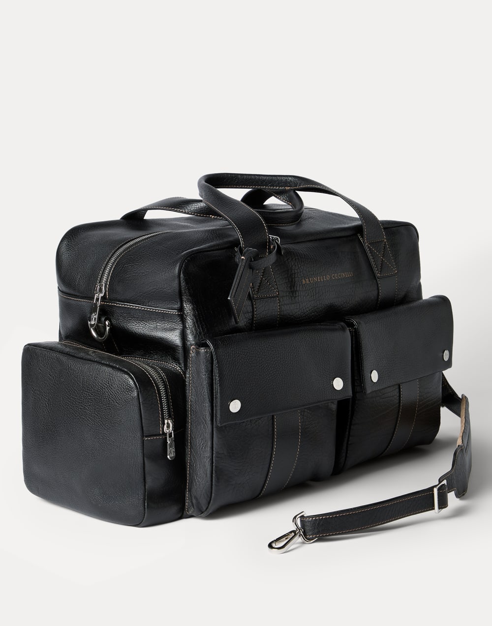 Grained calfskin leisure bag Black Man - Brunello Cucinelli