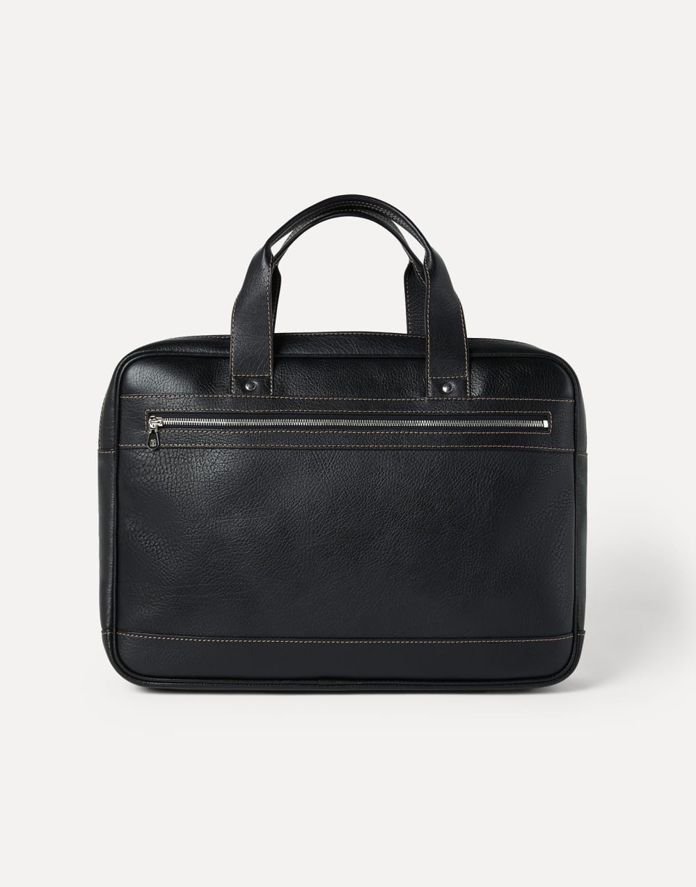 Cartable en cuir de veau grainé avec zip Noir Homme - Brunello Cucinelli
