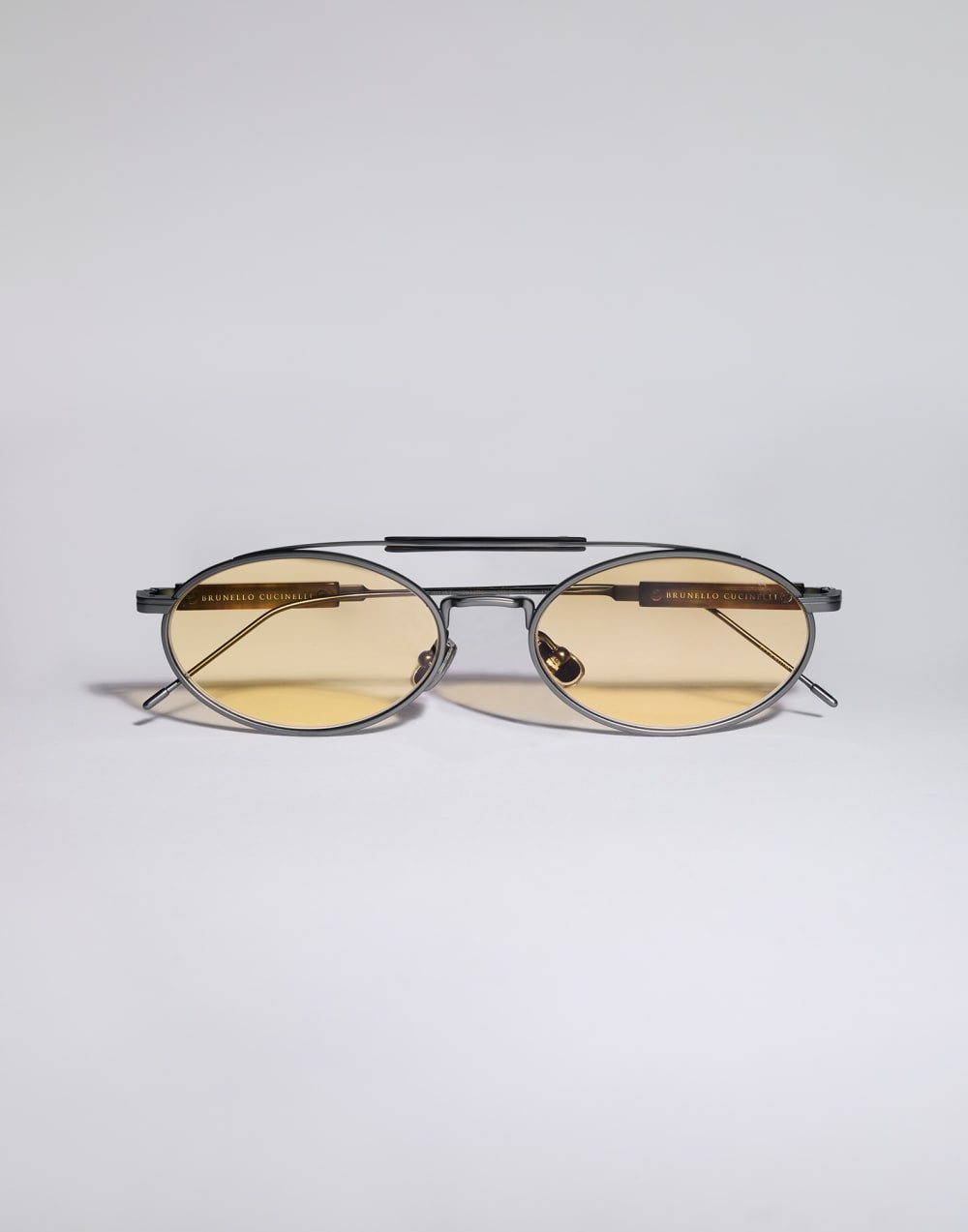 Titanium and horn sunglasses Matte Gray Eyewear - Brunello Cucinelli