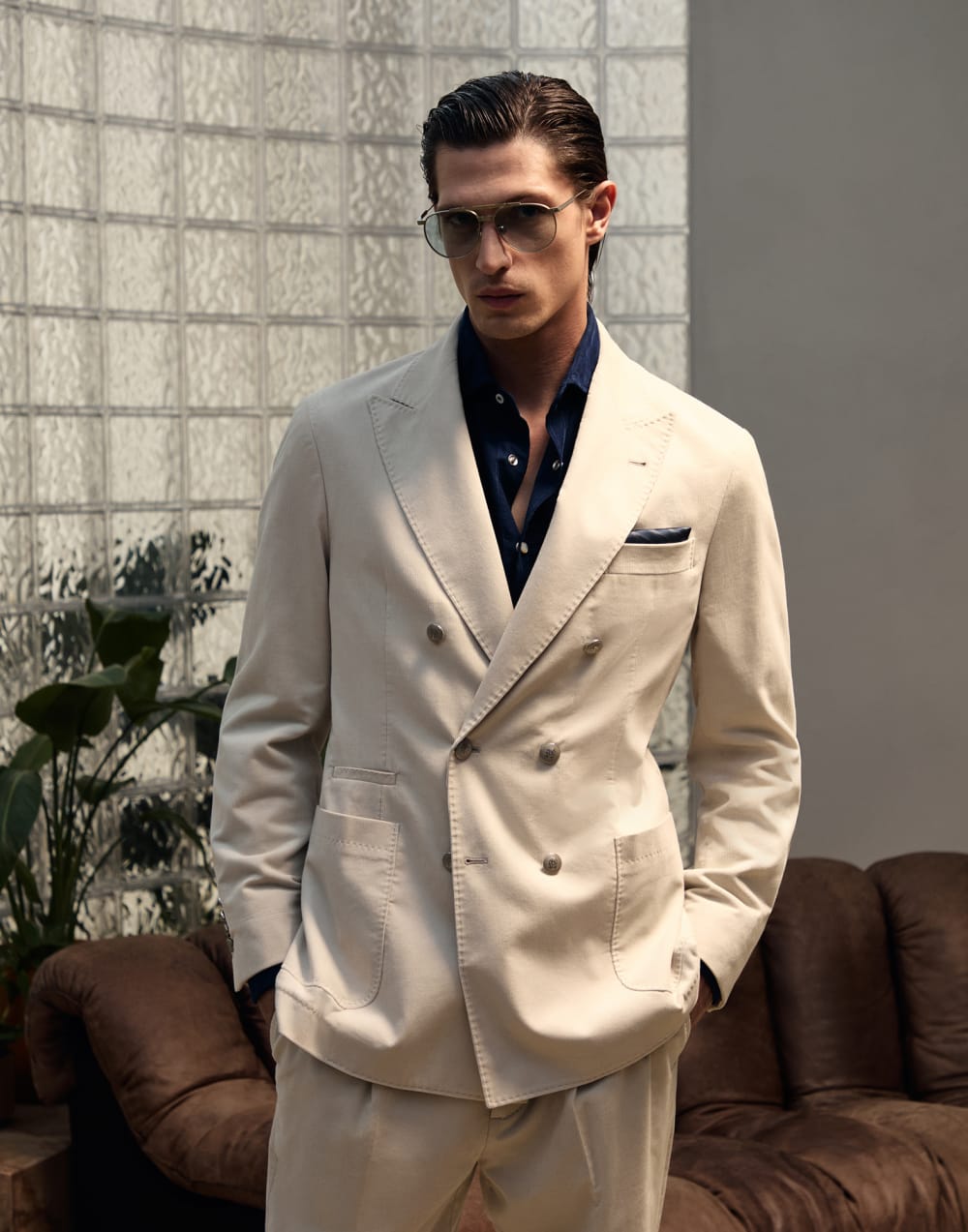 Occhiale da sole con lenti fotocromatiche Argento Satinato Occhiali - Brunello Cucinelli