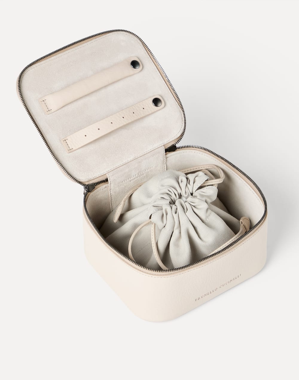 Calfskin jewelry box with monili Ivory Woman - Brunello Cucinelli