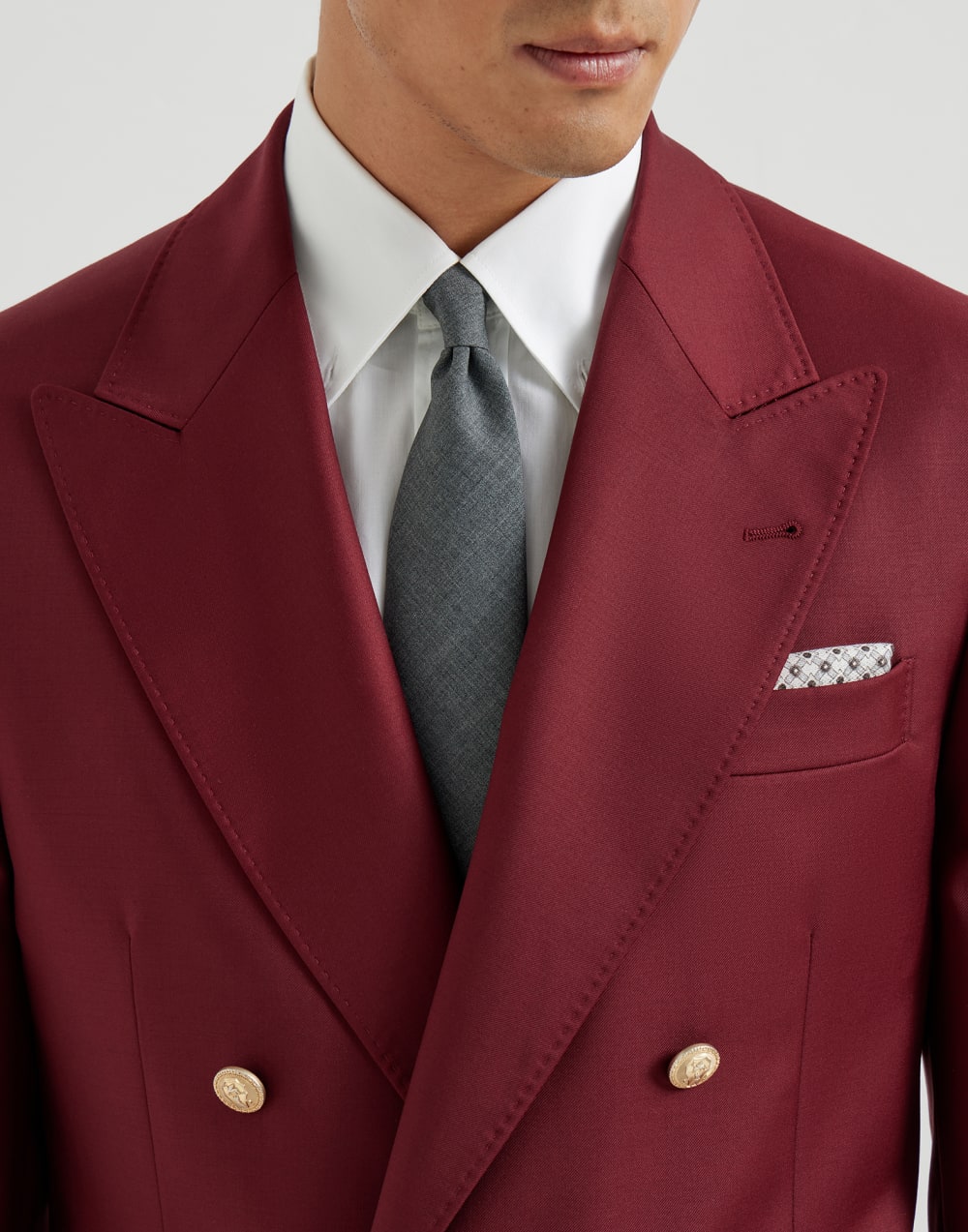 初剪羊毛领带 炮铜灰色 男款 - Brunello Cucinelli