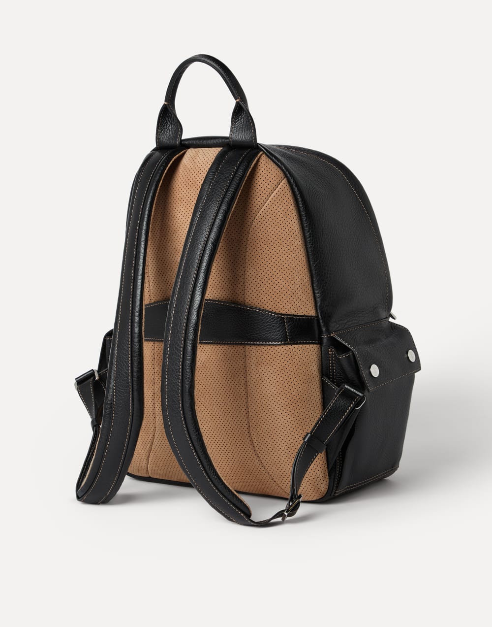 Grained calfskin travel backpack Black Man - Brunello Cucinelli