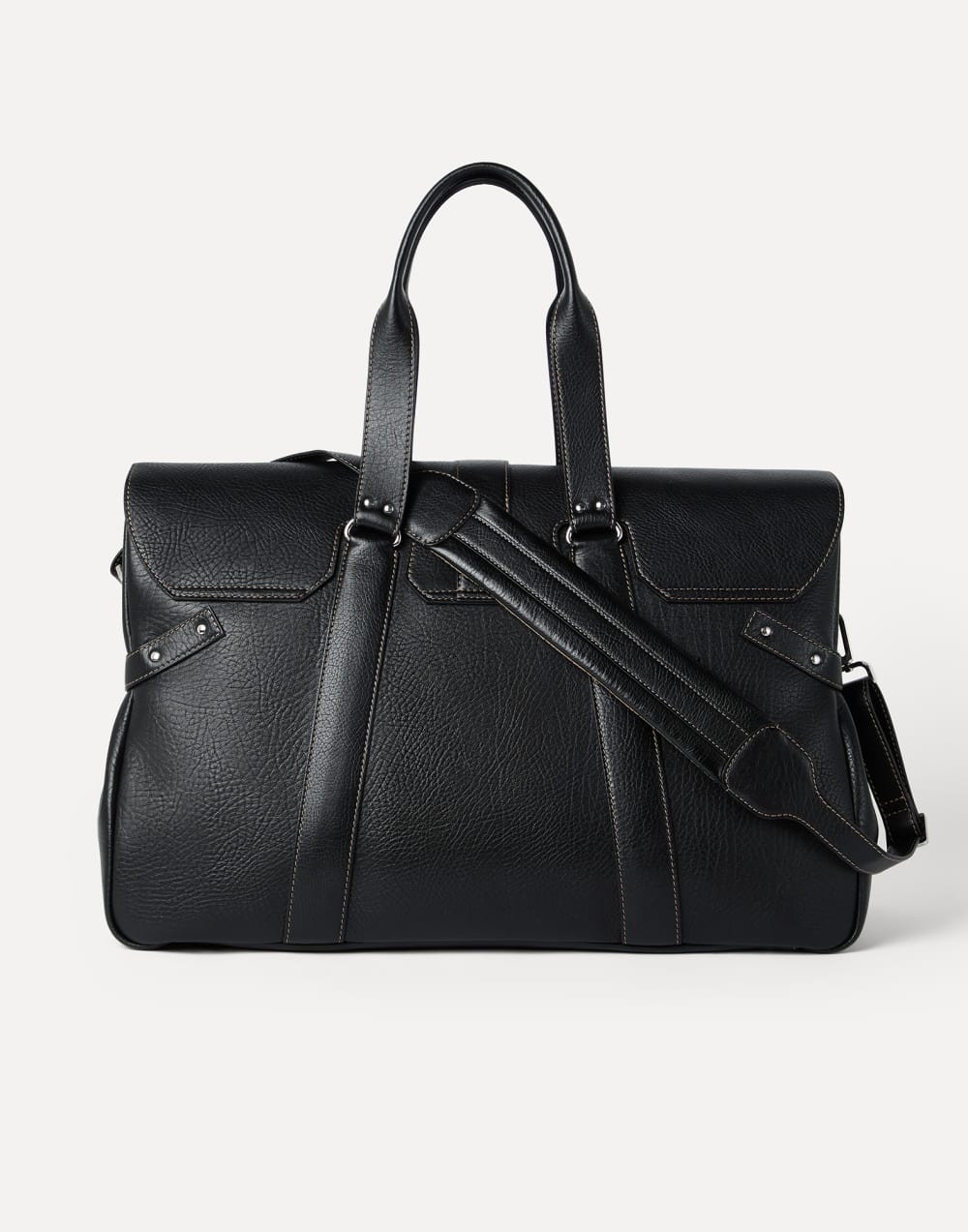 Grained calfskin Country Weekender bag Black Man - Brunello Cucinelli