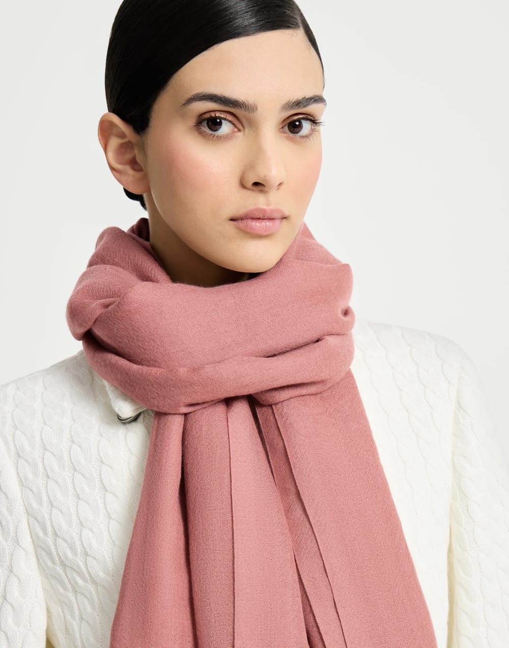 Cashmere and silk scarf Pink Woman - Brunello Cucinelli