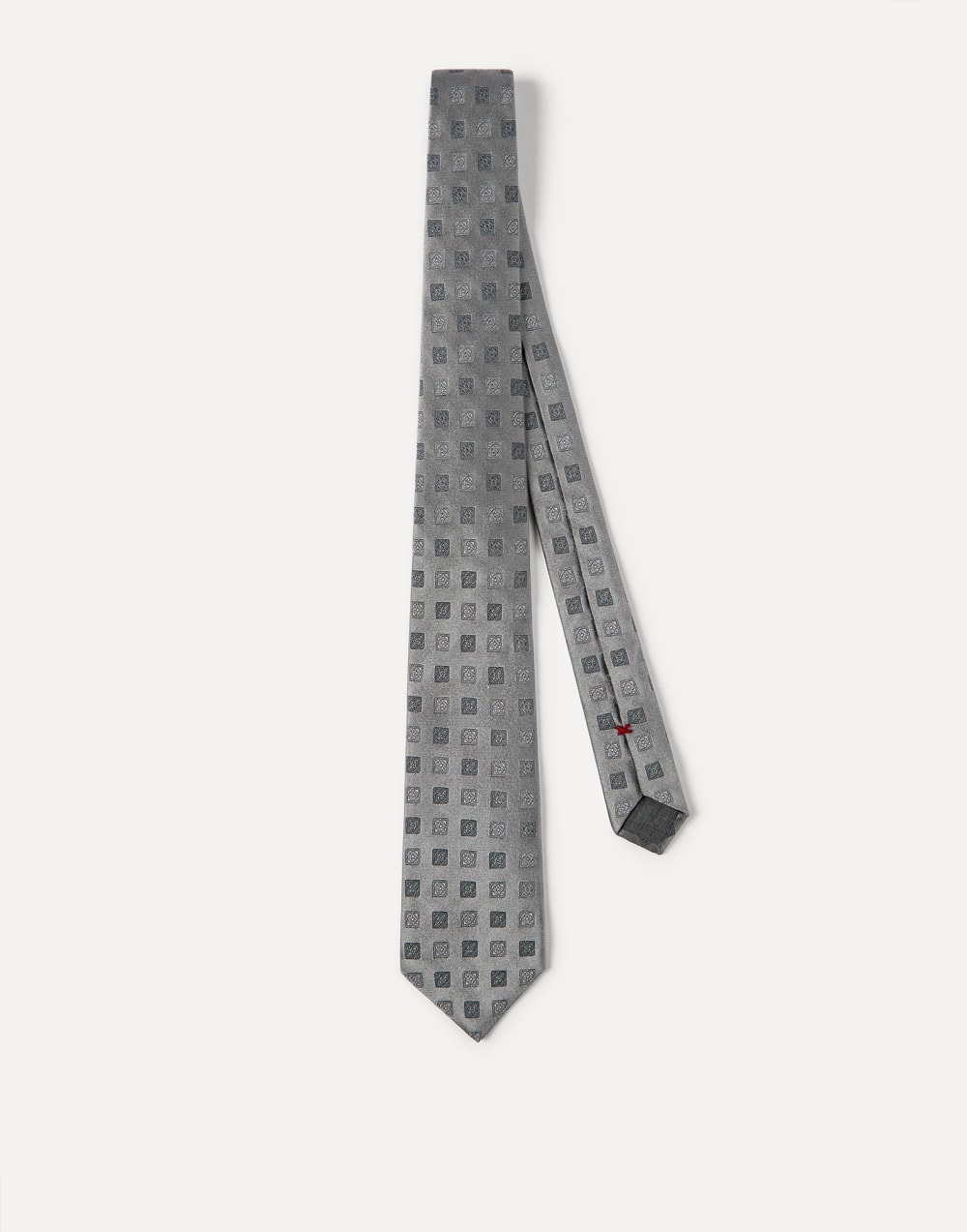 Silk tie with squares pattern Grey Man - Brunello Cucinelli