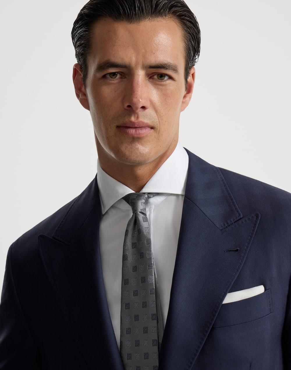 Silk tie with squares pattern Grey Man - Brunello Cucinelli