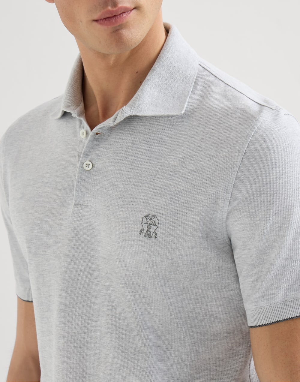 Piqué polo shirt Light Grey Man - Brunello Cucinelli