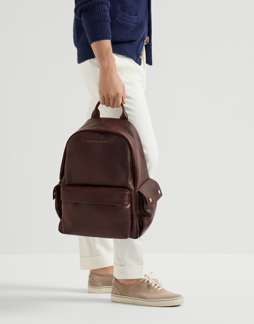 Calfskin backpack Burgundy Man - Brunello Cucinelli
