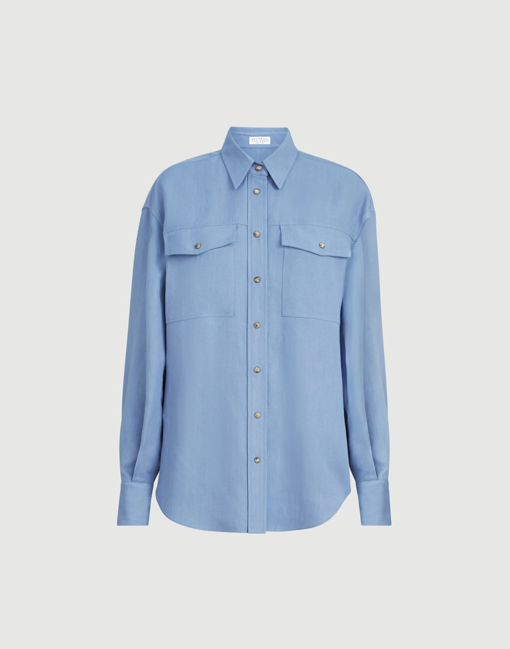 Camisa de sarga Fluid Azul Claro Mujer - Brunello Cucinelli