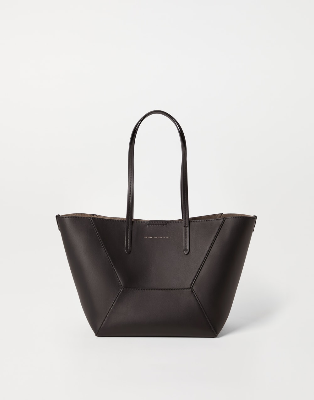 Sac BC Duo petit modèle en cuir de veau Marron Foncé Femme - Brunello Cucinelli