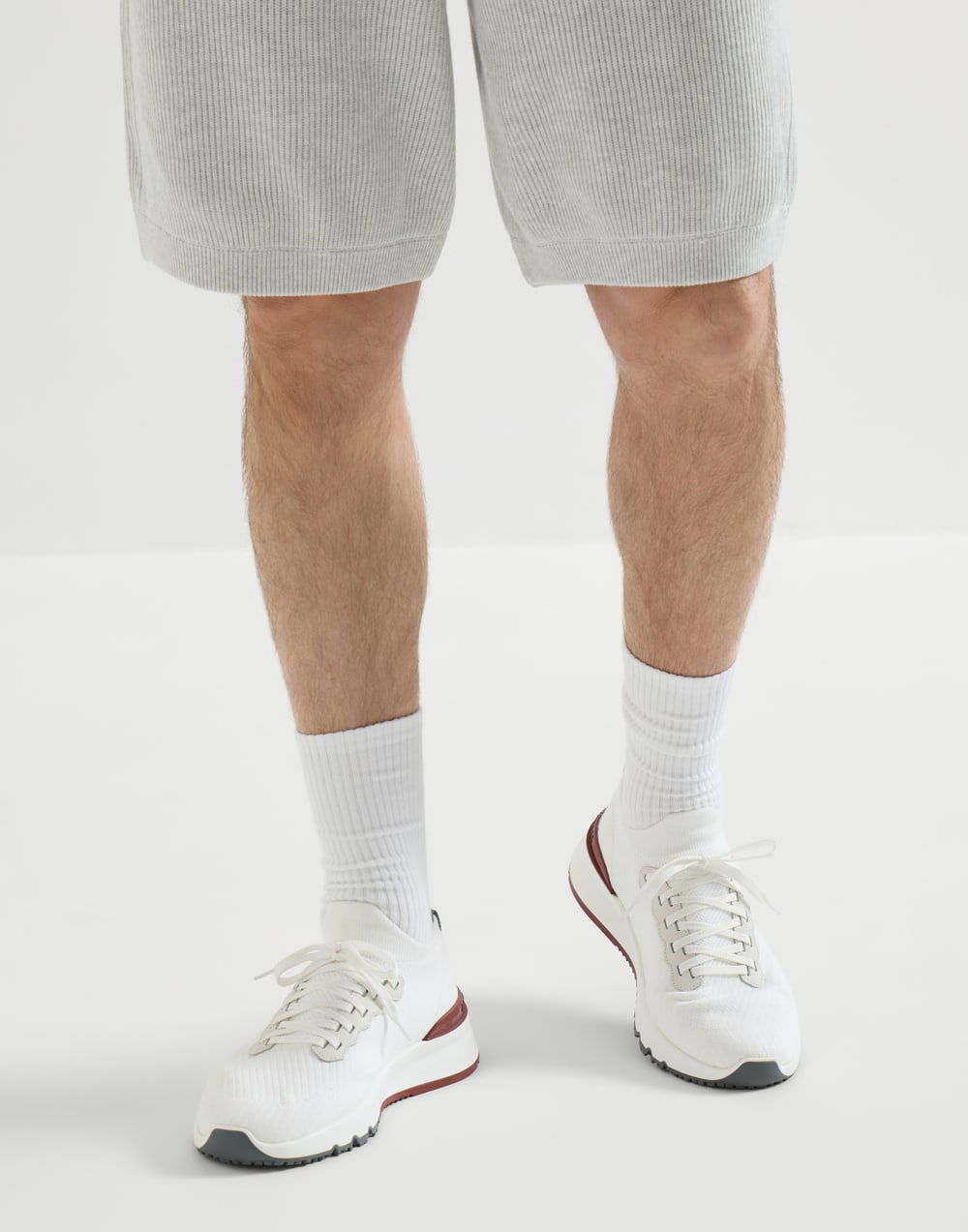 Chaussures de running en coton et veau Blanc Homme - Brunello Cucinelli