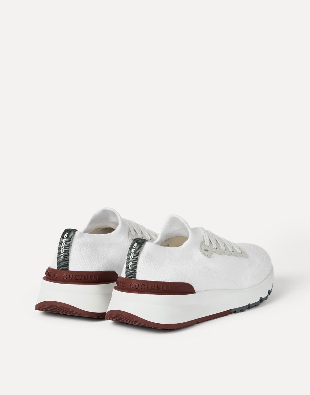 Chaussures de running en coton et veau Blanc Homme - Brunello Cucinelli