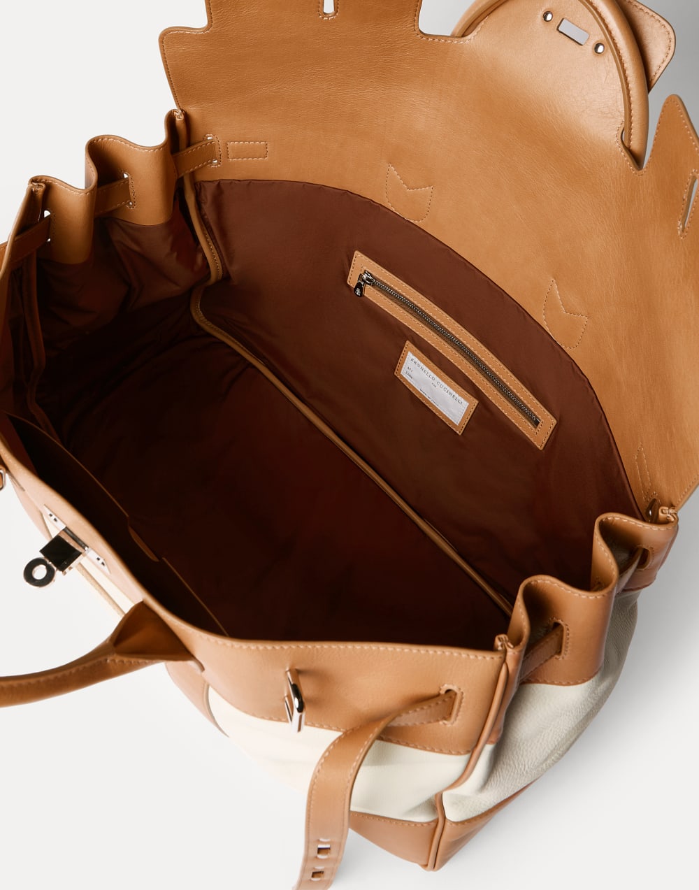 Calfskin and cowhide bag Ivory Man - Brunello Cucinelli