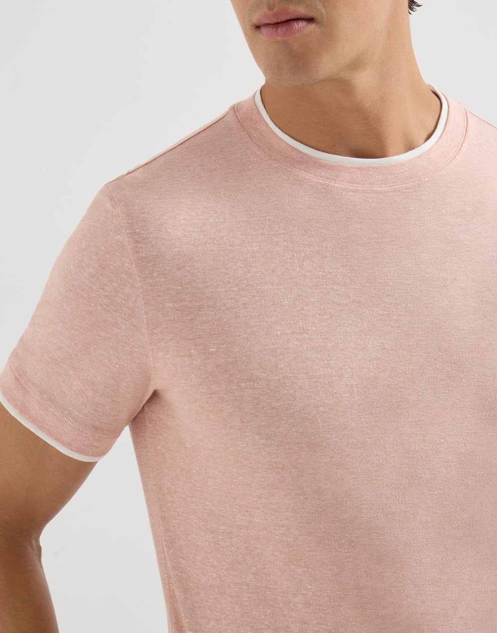 T-shirt with faux-layering Apricot Man - Brunello Cucinelli