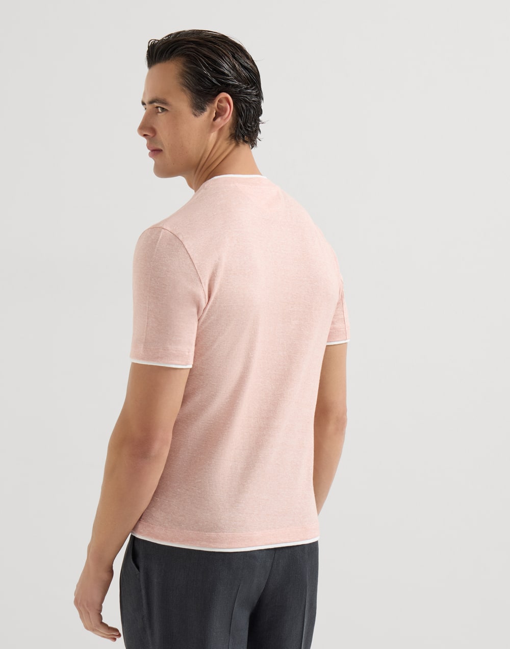 T-shirt with faux-layering Apricot Man - Brunello Cucinelli