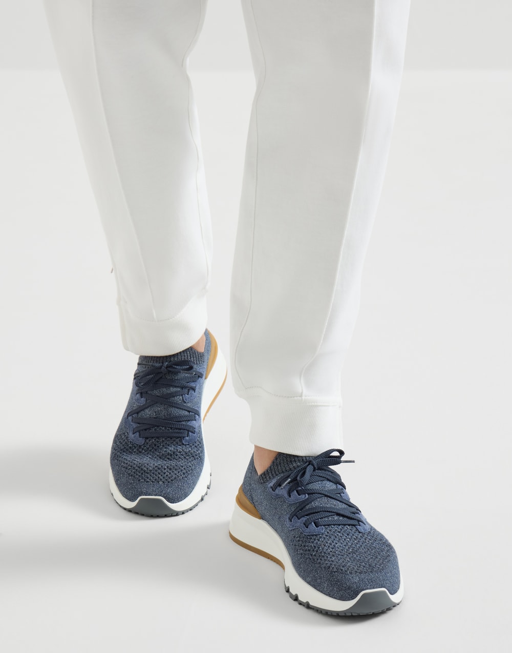 Cotton chiné knit runners Azure Man - Brunello Cucinelli