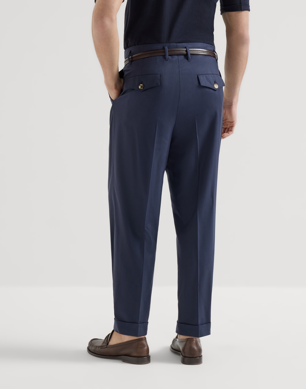 ツータックトラウザーズ ネイビーブルー メンズ - Brunello Cucinelli