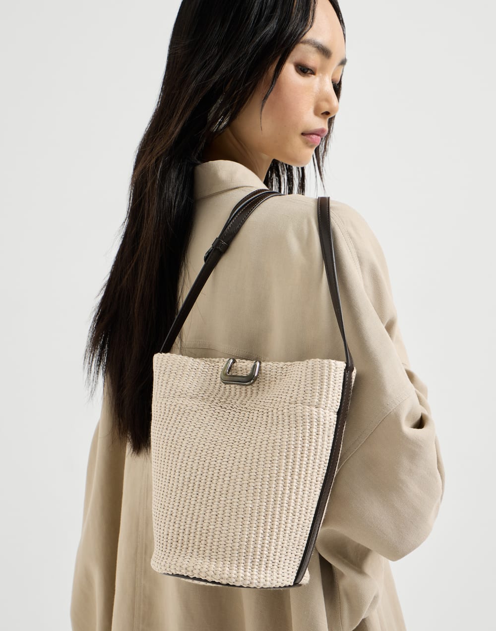 Sartorial small bucket bag Beige Woman - Brunello Cucinelli