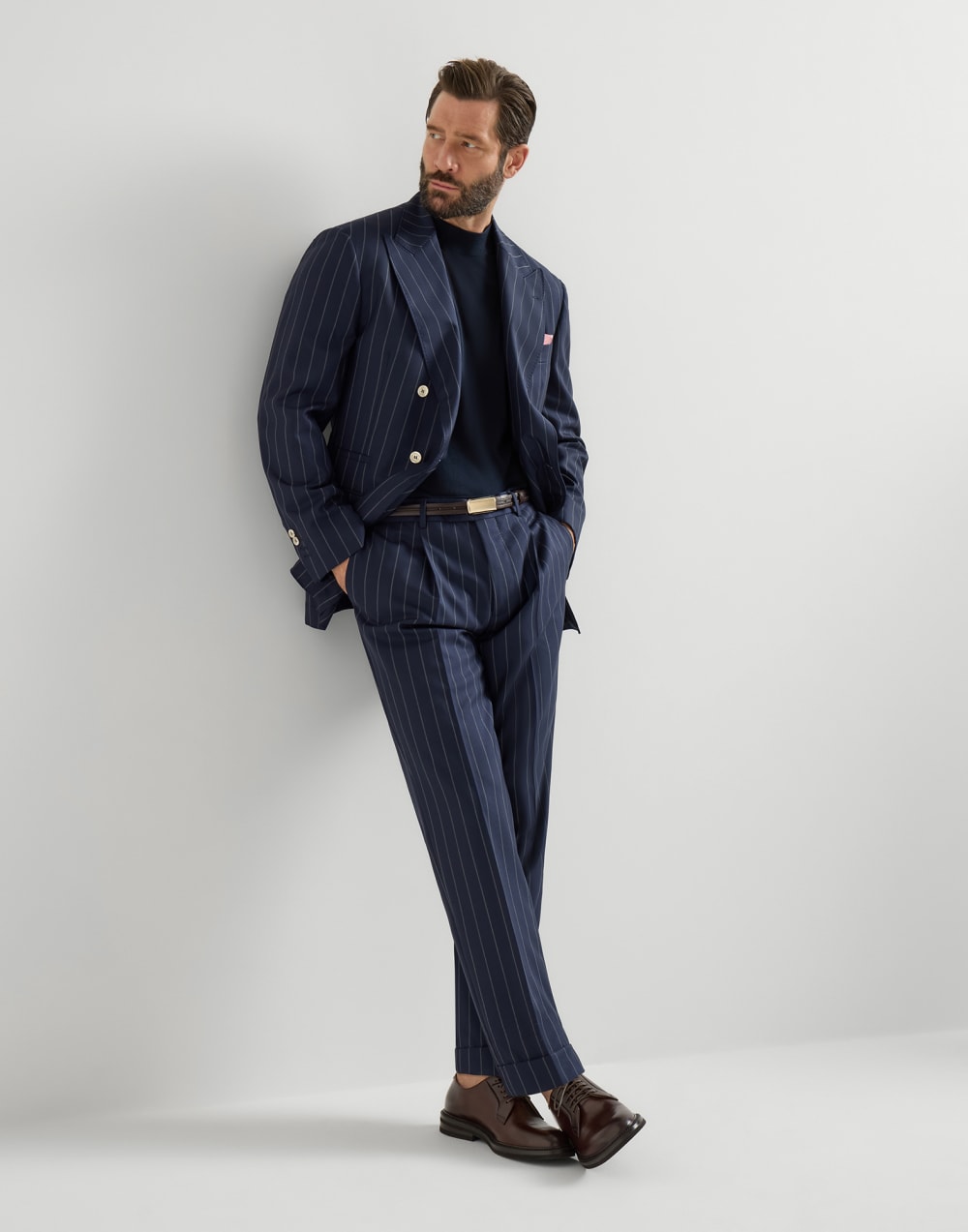 Veste à fines rayures espacées Bleu Homme - Brunello Cucinelli