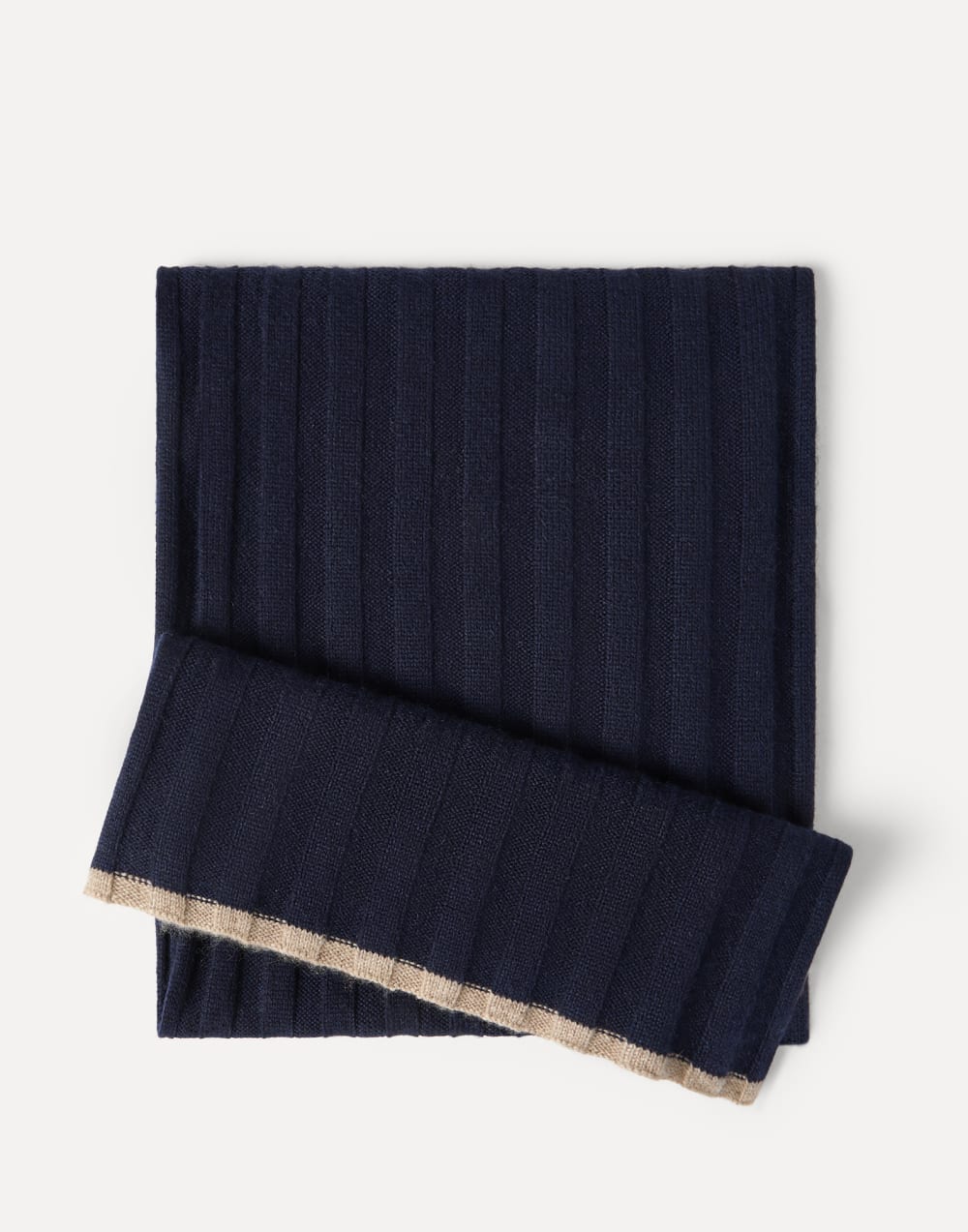 Cashmere rib knit scarf Navy Blue Man - Brunello Cucinelli