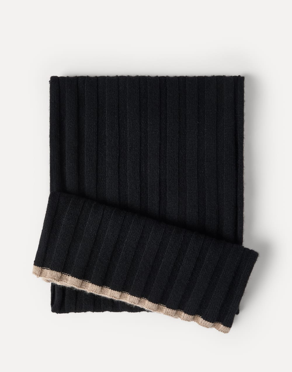 Cashmere rib knit scarf Black Man - Brunello Cucinelli