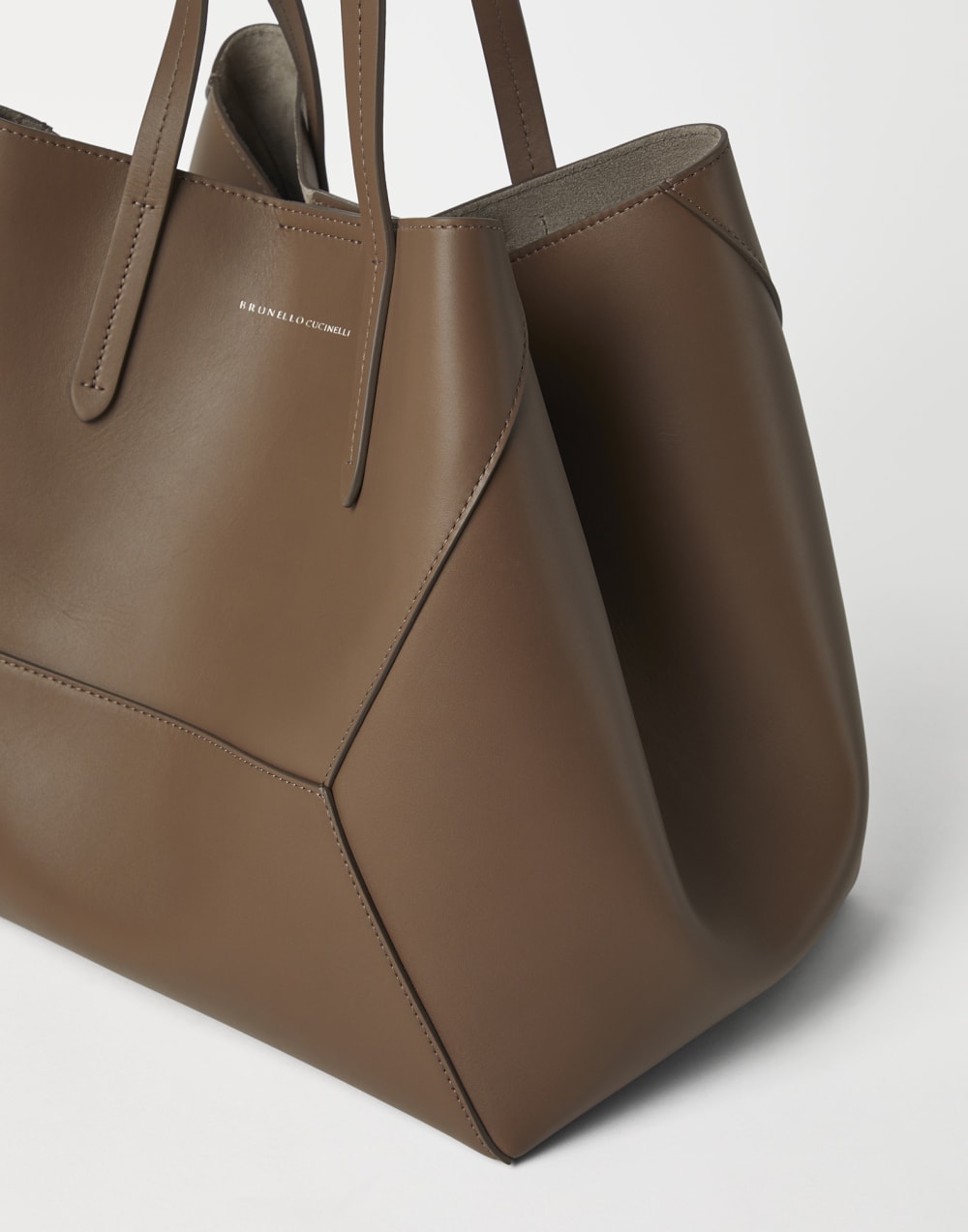 Sac BC Duo en cuir de veau Brun Gianduia Femme - Brunello Cucinelli