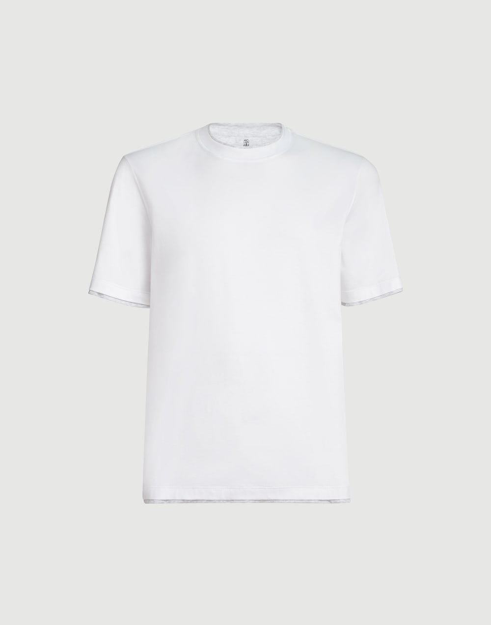 T-shirt with faux-layering White Man - Brunello Cucinelli