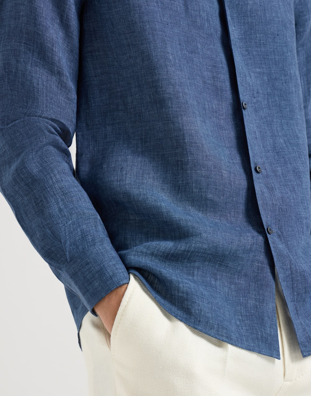 Délavé linen shirt Navy Blue Man - Brunello Cucinelli