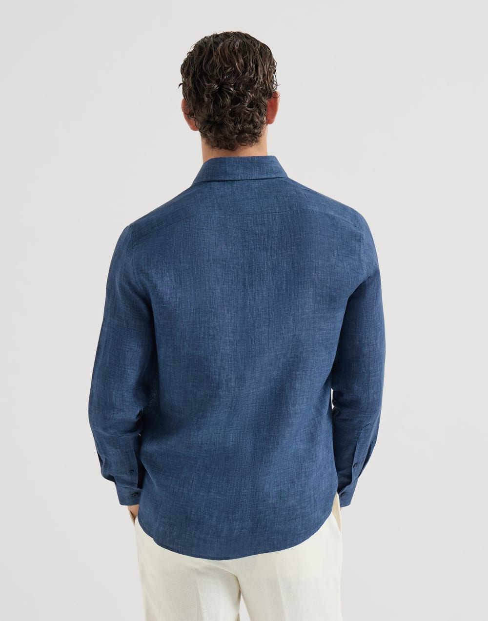 Délavé linen shirt Navy Blue Man - Brunello Cucinelli