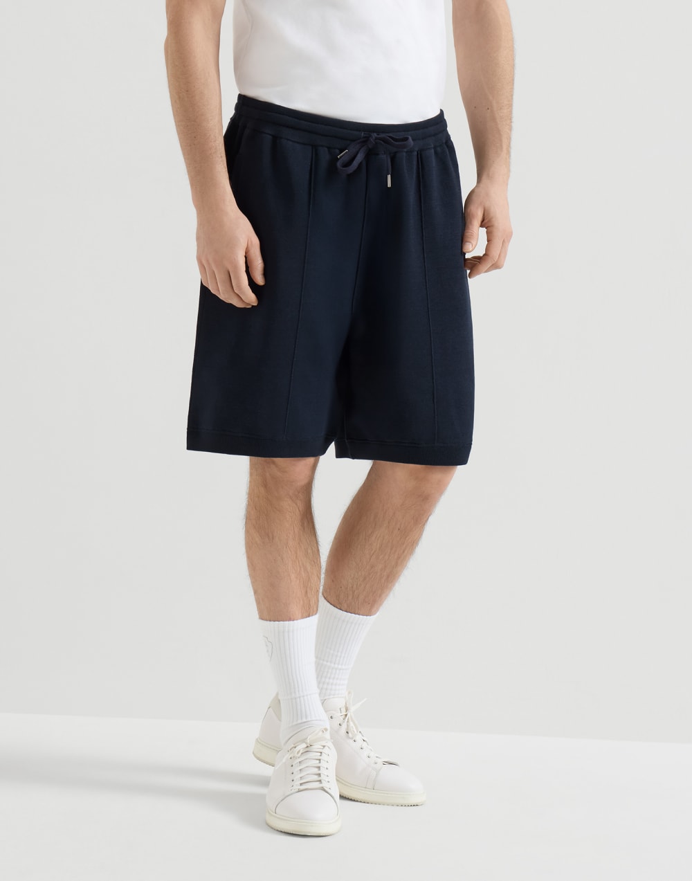 Double knit Bermuda shorts Navy Blue Man - Brunello Cucinelli
