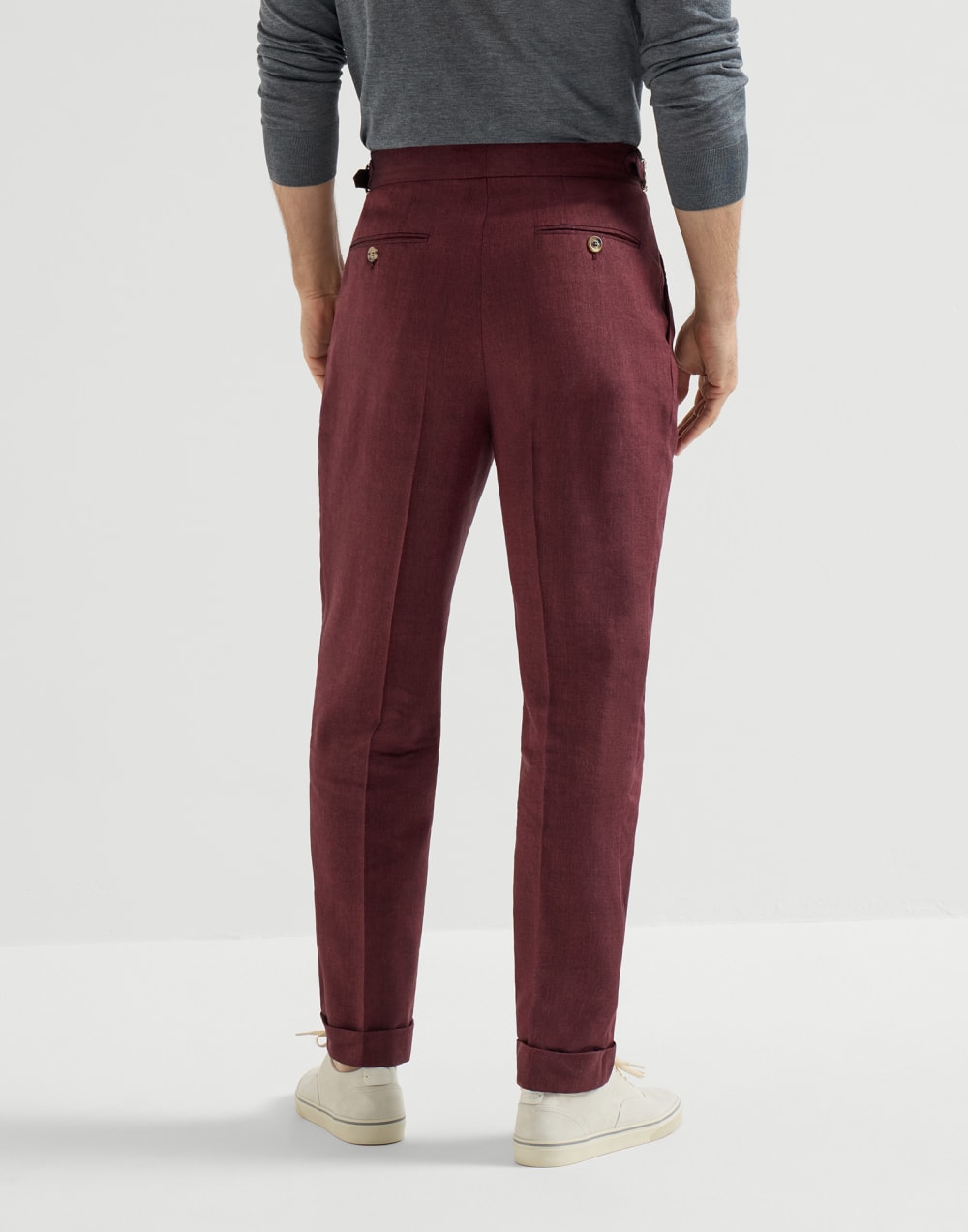 リネン&バージンウール トラウザーズ チェリー メンズ - Brunello Cucinelli