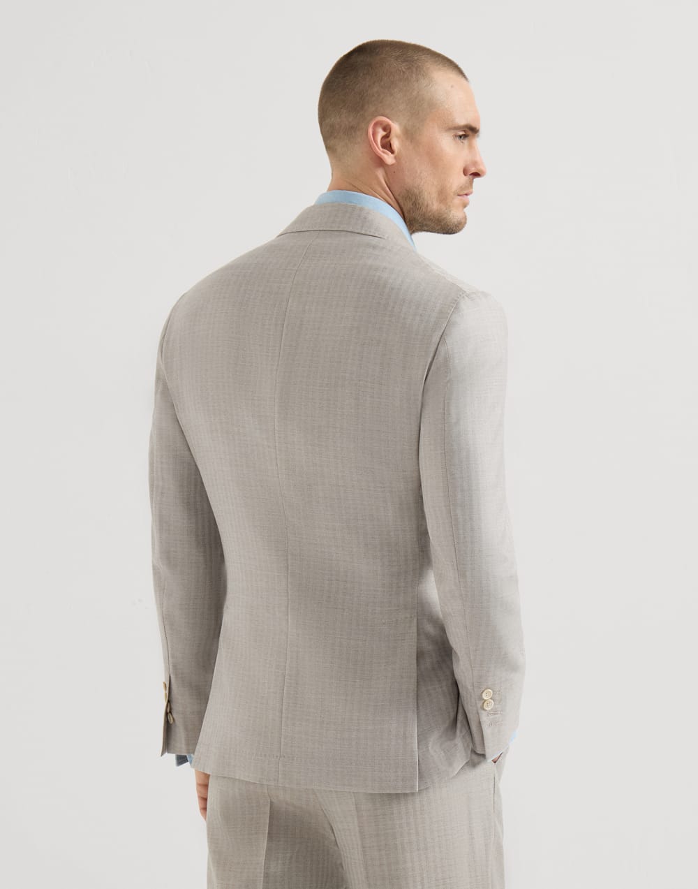Chevron deconstructed blazer Light Grey Man - Brunello Cucinelli
