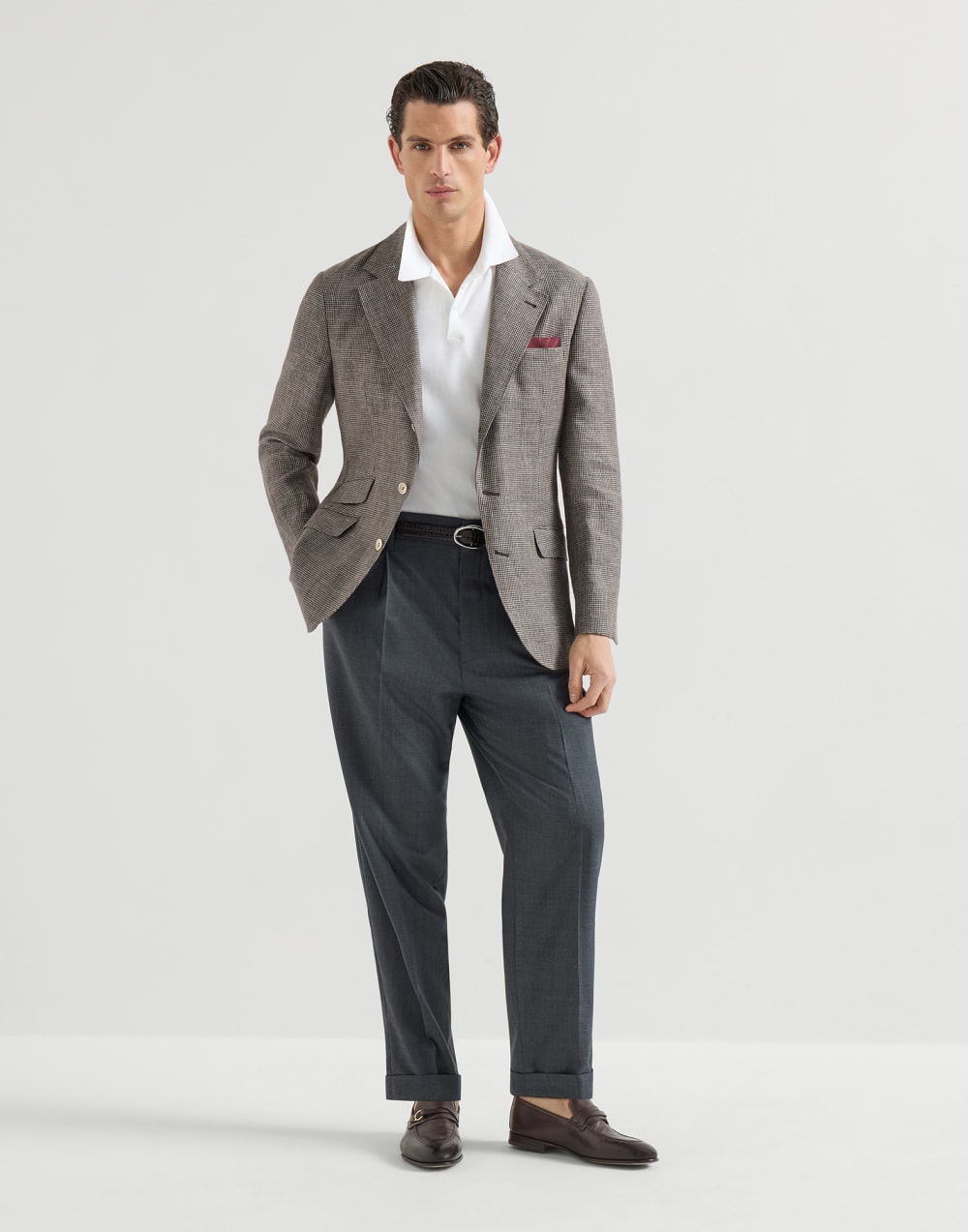 Piqué polo shirt White Man - Brunello Cucinelli