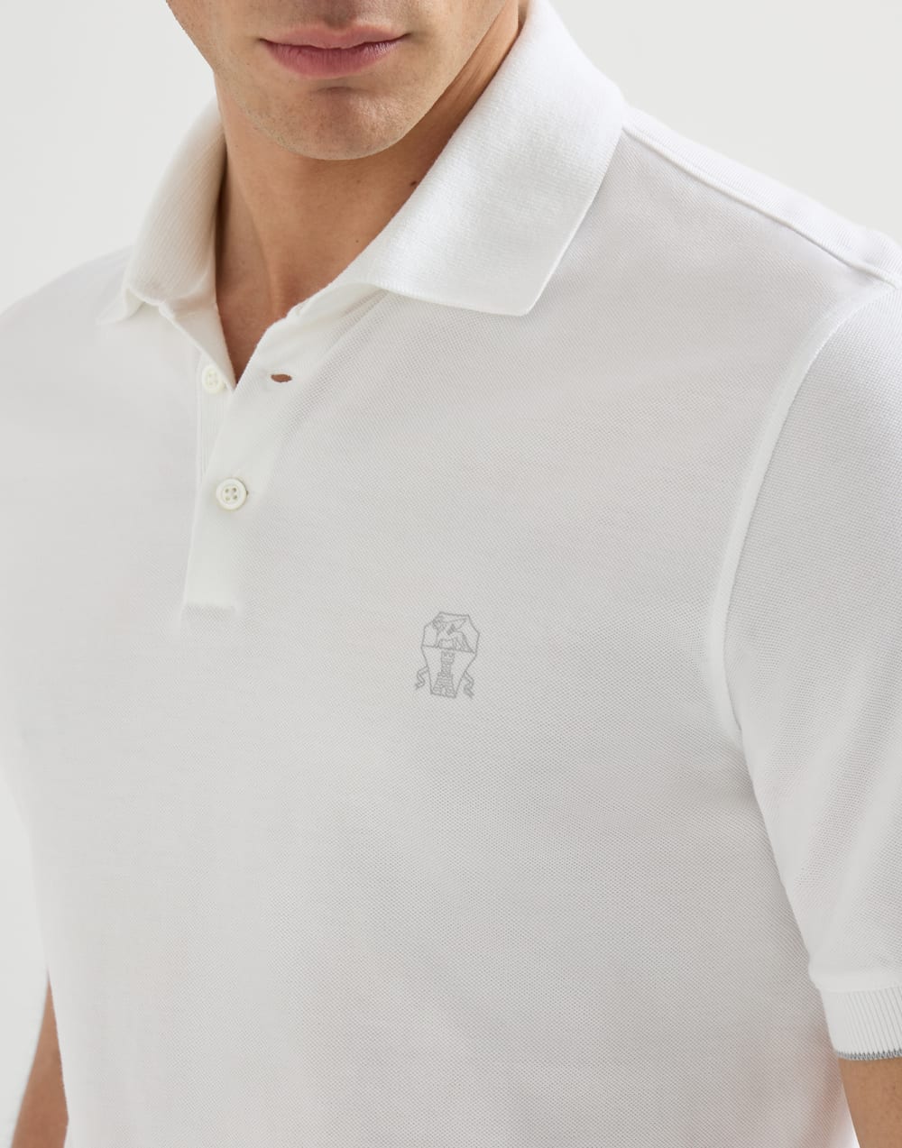 Piqué polo shirt White Man - Brunello Cucinelli