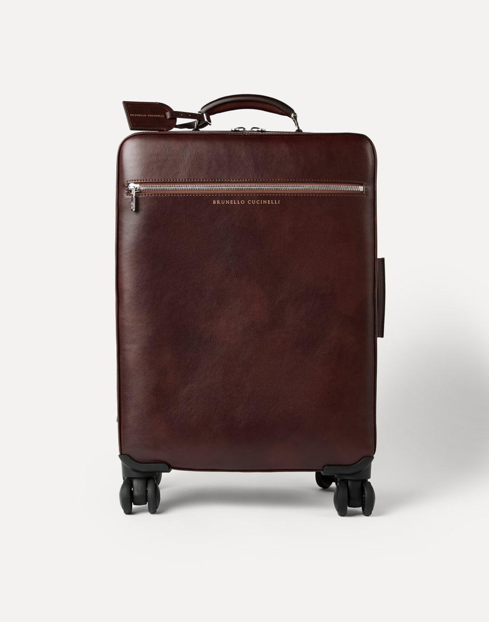 Burnished calfskin suitcase Burgundy Man - Brunello Cucinelli