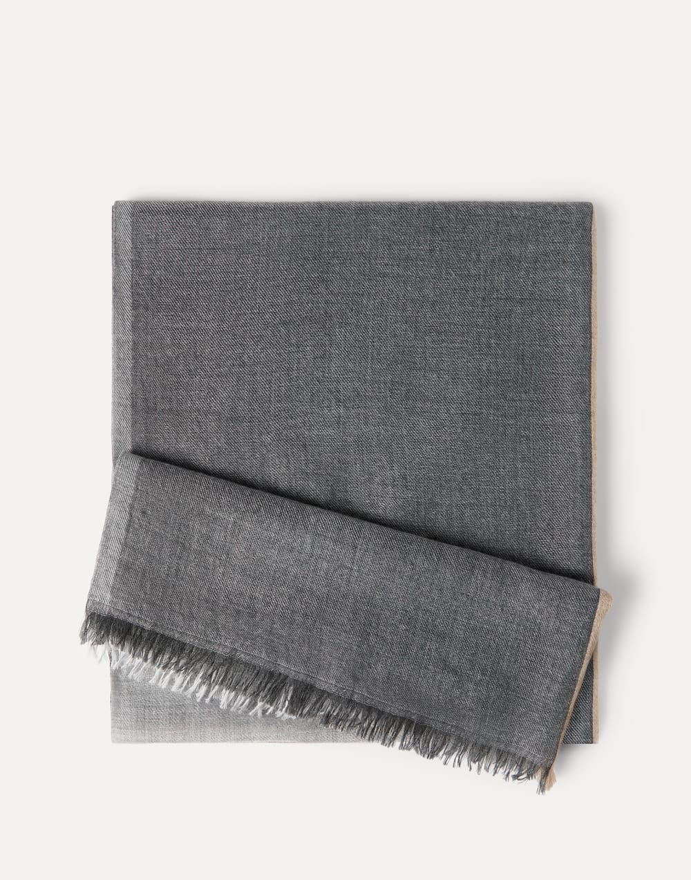 Cashmere and silk color block scarf Lead Man - Brunello Cucinelli
