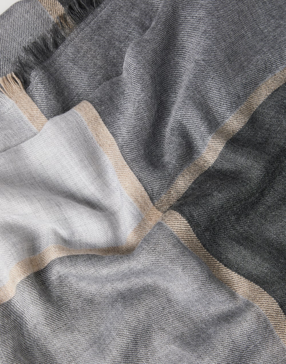 Cashmere and silk color block scarf Lead Man - Brunello Cucinelli