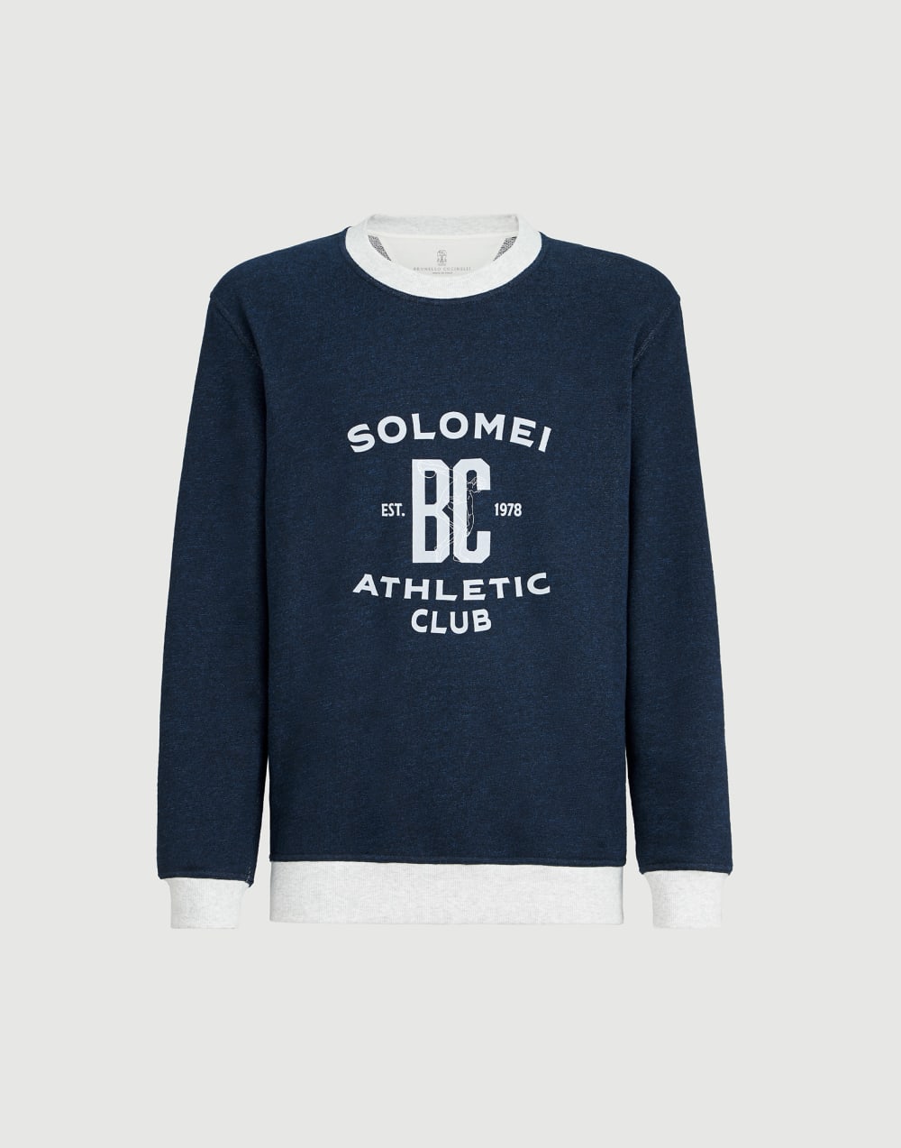 Cotton French terry sweatshirt Navy Blue Man - Brunello Cucinelli