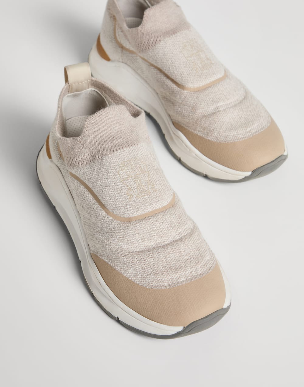 Knit runners with heat-bonded details Buff Boys - Brunello Cucinelli
