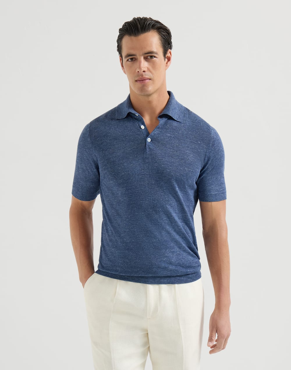 Polo-style sweater Denim Man - Brunello Cucinelli