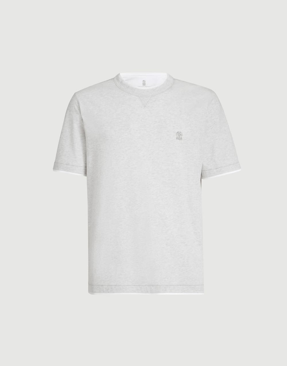 T-shirt with faux-layering Pearl Grey Man - Brunello Cucinelli