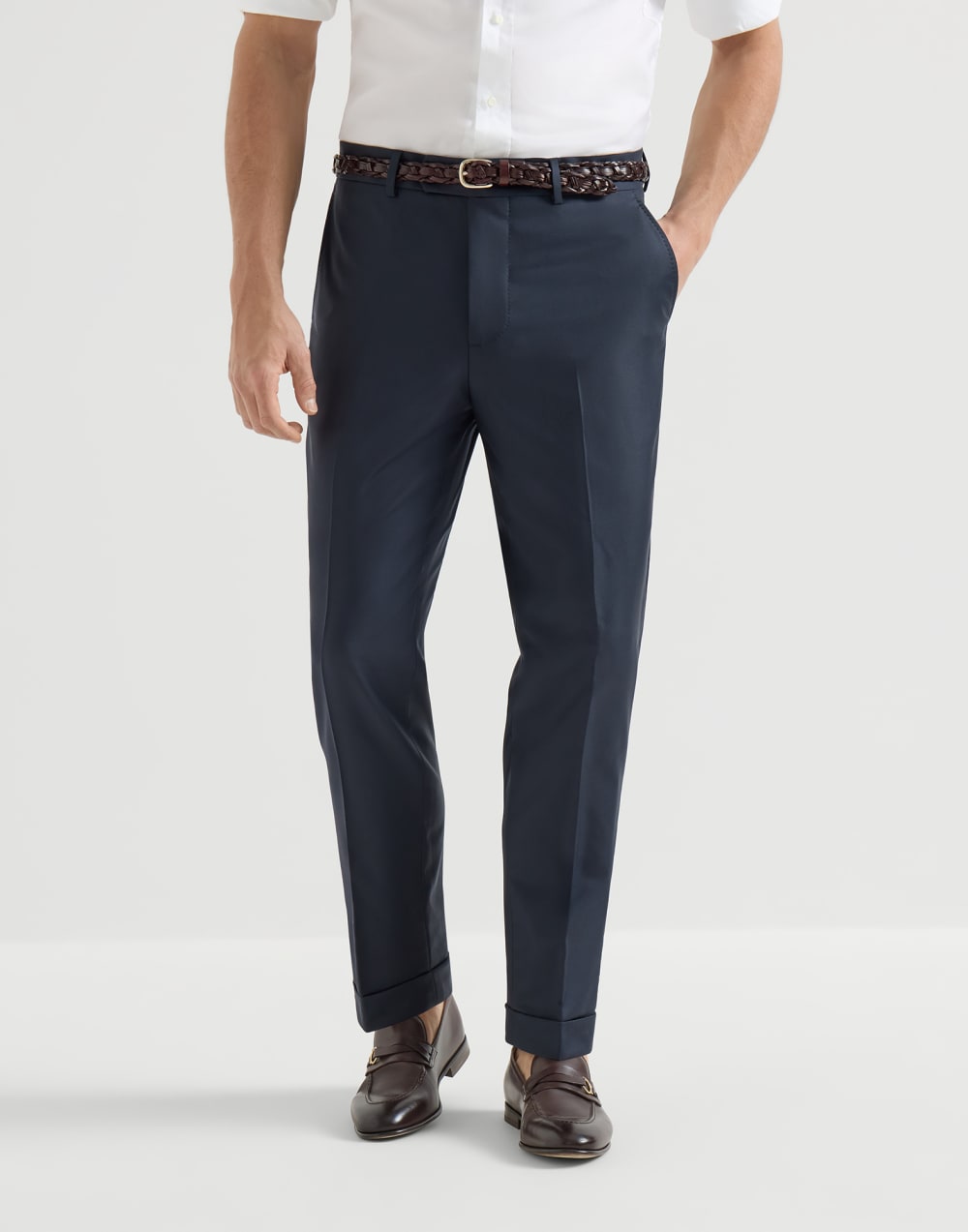 バージンウール トラウザーズ ネイビーブルー メンズ - Brunello Cucinelli