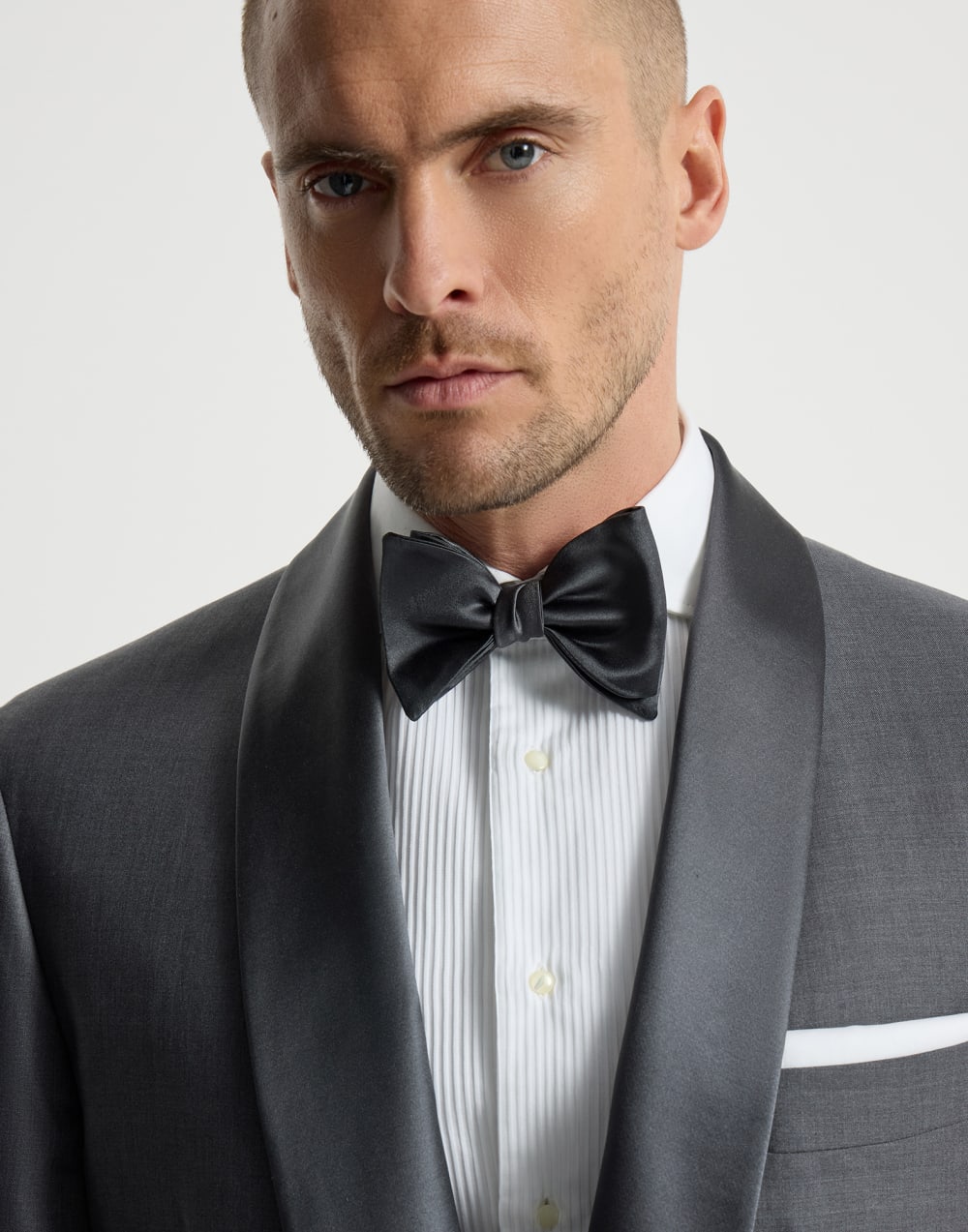 Cotton and silk satin bow tie Anthracite Man - Brunello Cucinelli