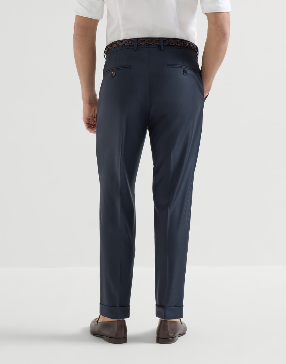 バージンウール トラウザーズ ネイビーブルー メンズ - Brunello Cucinelli