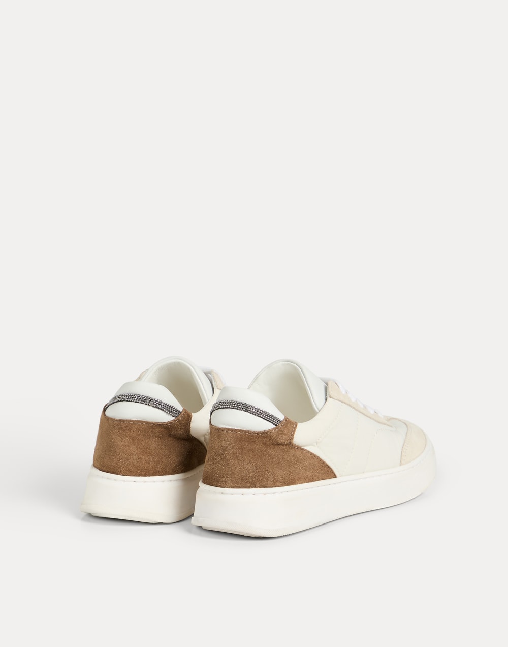 Nylon and suede sneakers with monili Ivory Girls - Brunello Cucinelli